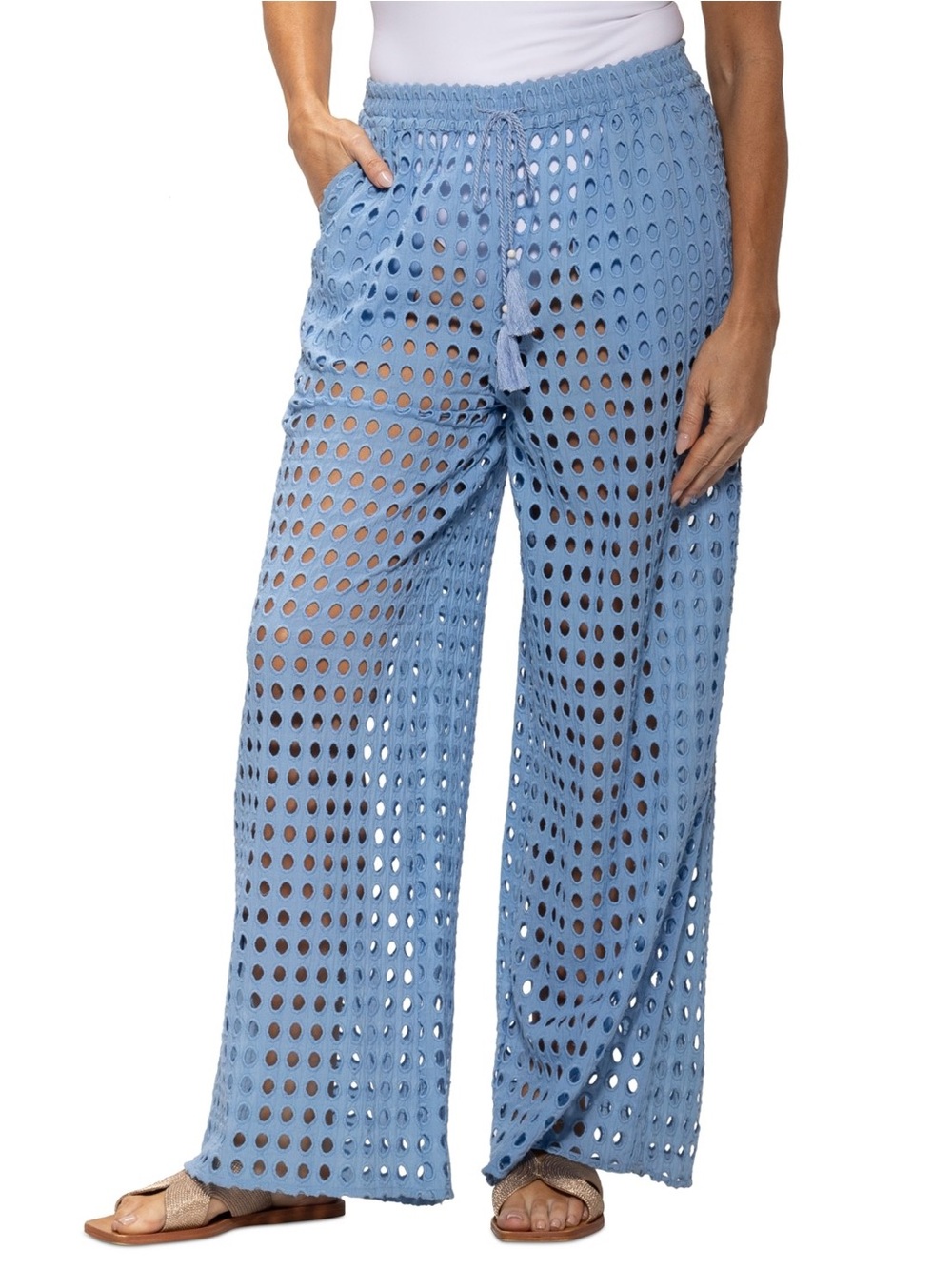 Dotti Womens Openwork Dot Shirt Cover up Pants Size Small